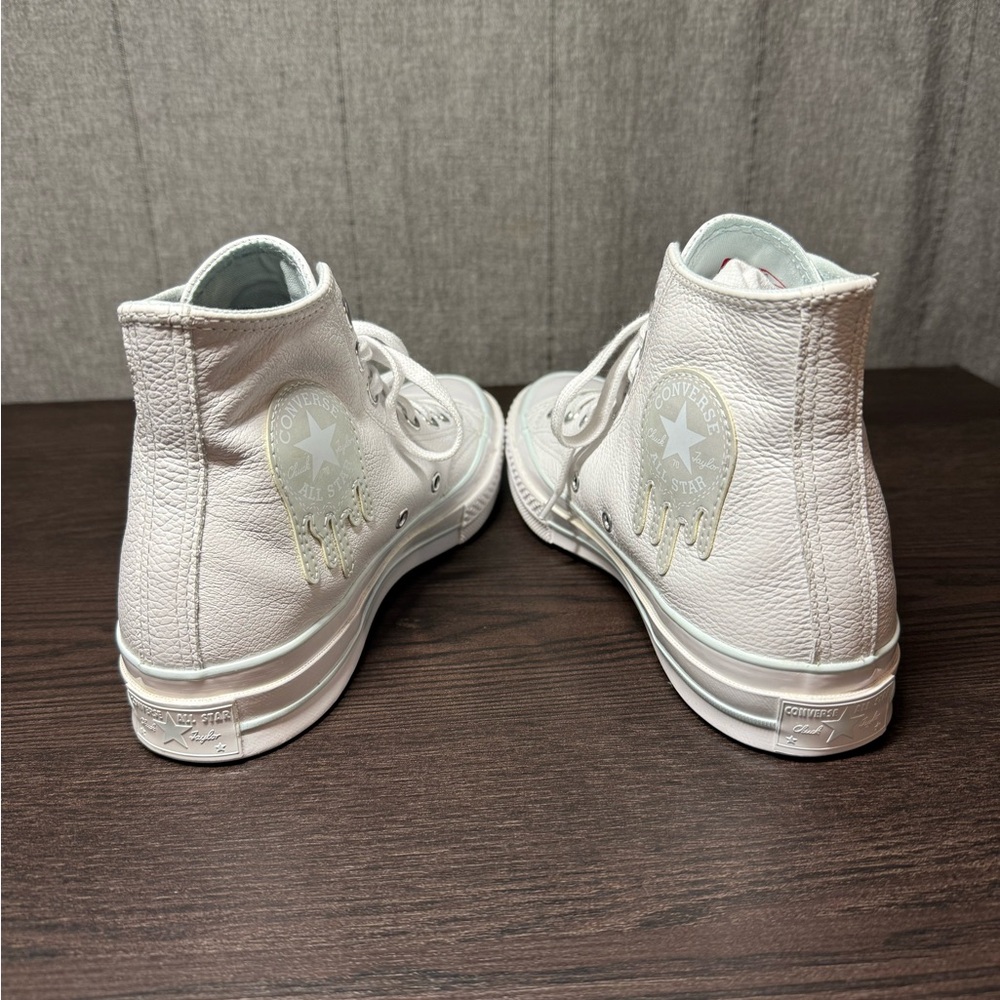 Converse Women's White Leather High-Tops - Picture 4 of 6